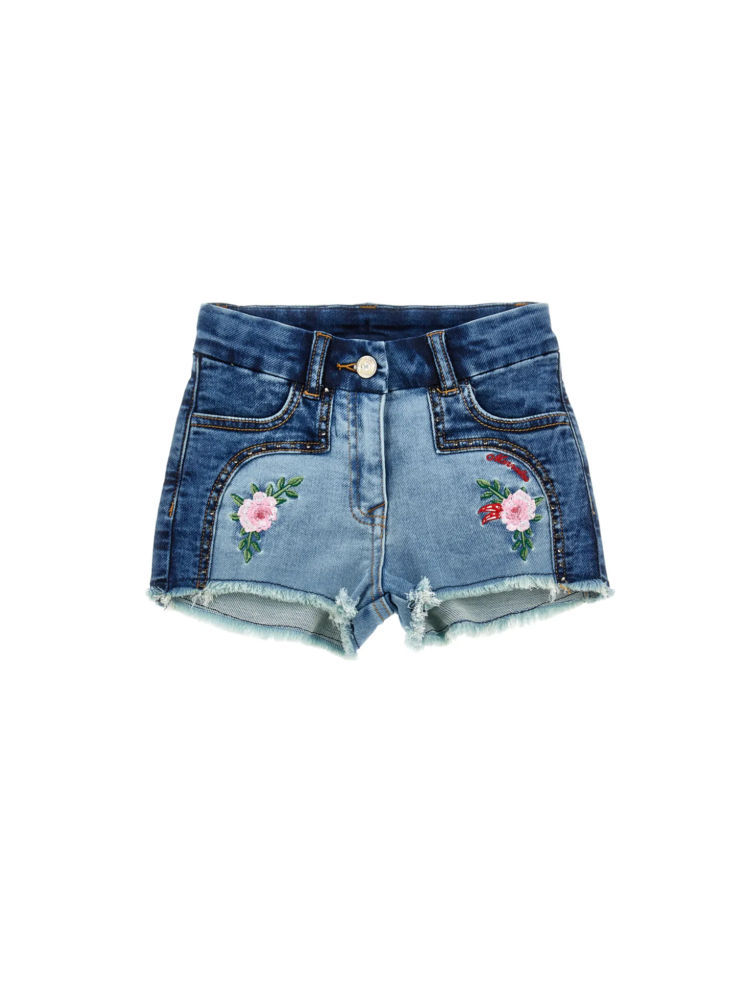 Shorts denim felpa ricamati