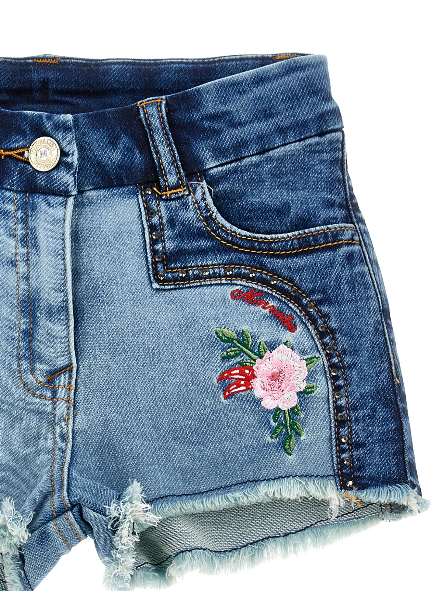 Shorts denim felpa ricamati