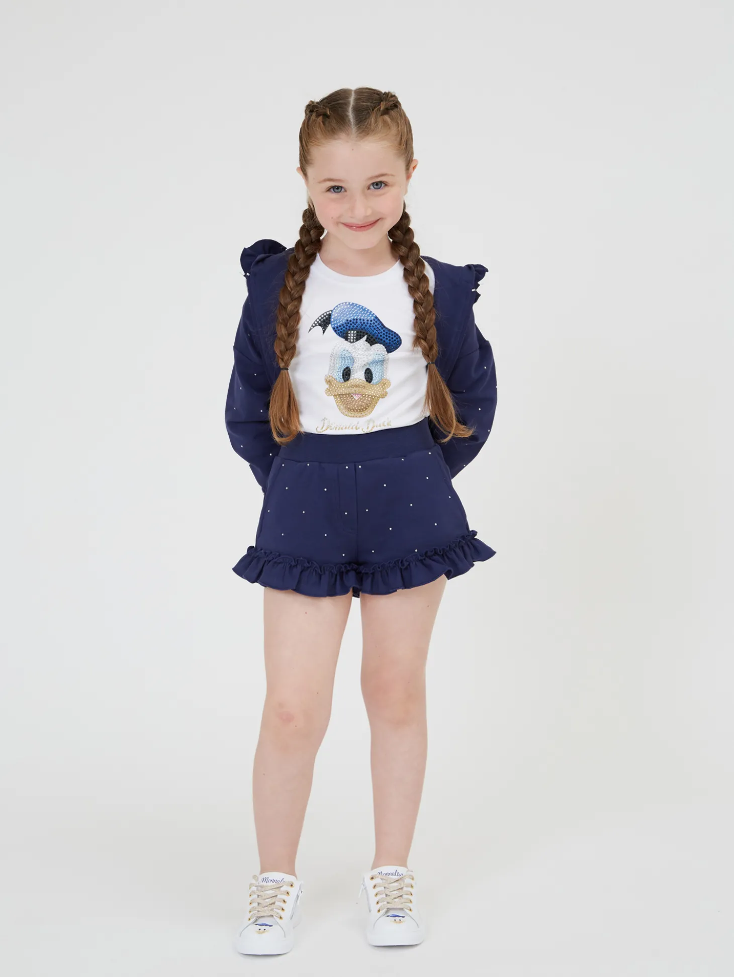 Shorts felpa con borchiette