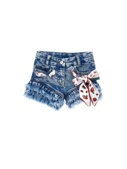 Shorts jeans con foulard