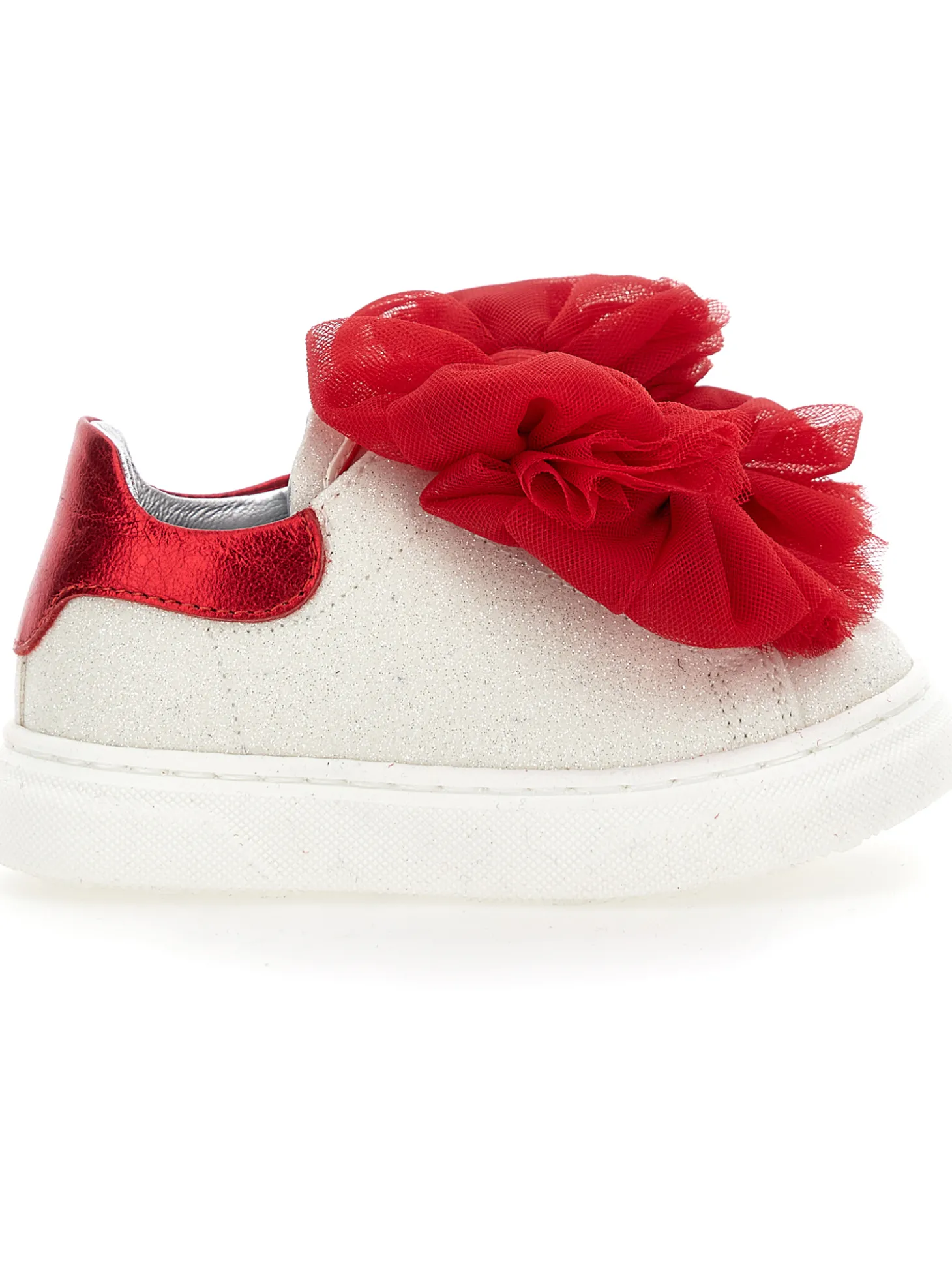 Sneaker glitter con fiocchi