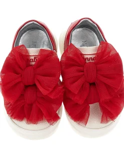Sneaker glitter con fiocchi