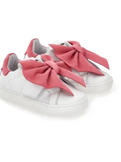 Sneakers pelle con fiocco