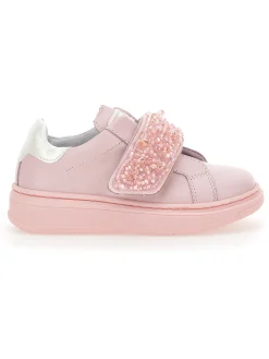 Sneakers pelle con strass degradé