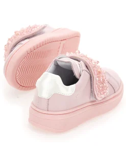 Sneakers pelle con strass degrad&eacute;