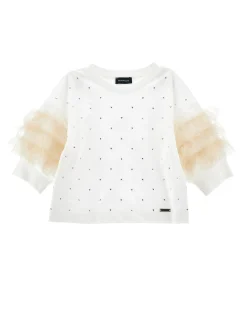 Top jersey strass e tulle