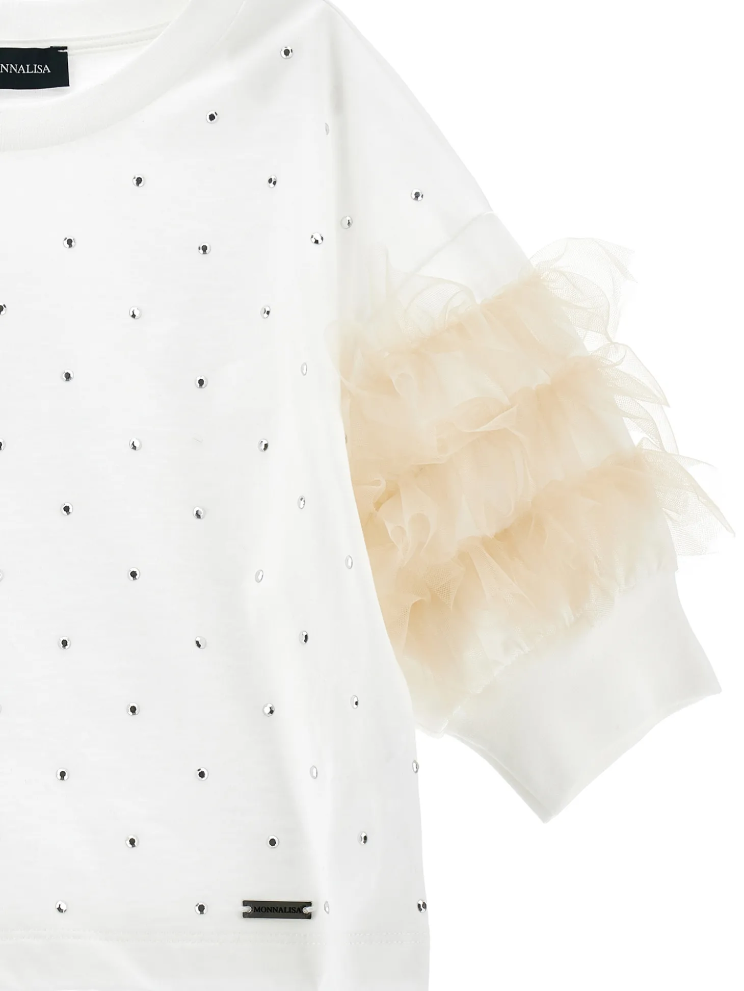 Top jersey strass e tulle