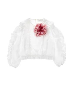 Top popeline con maxirosa