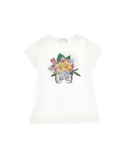 T-shirt bouquet con strass