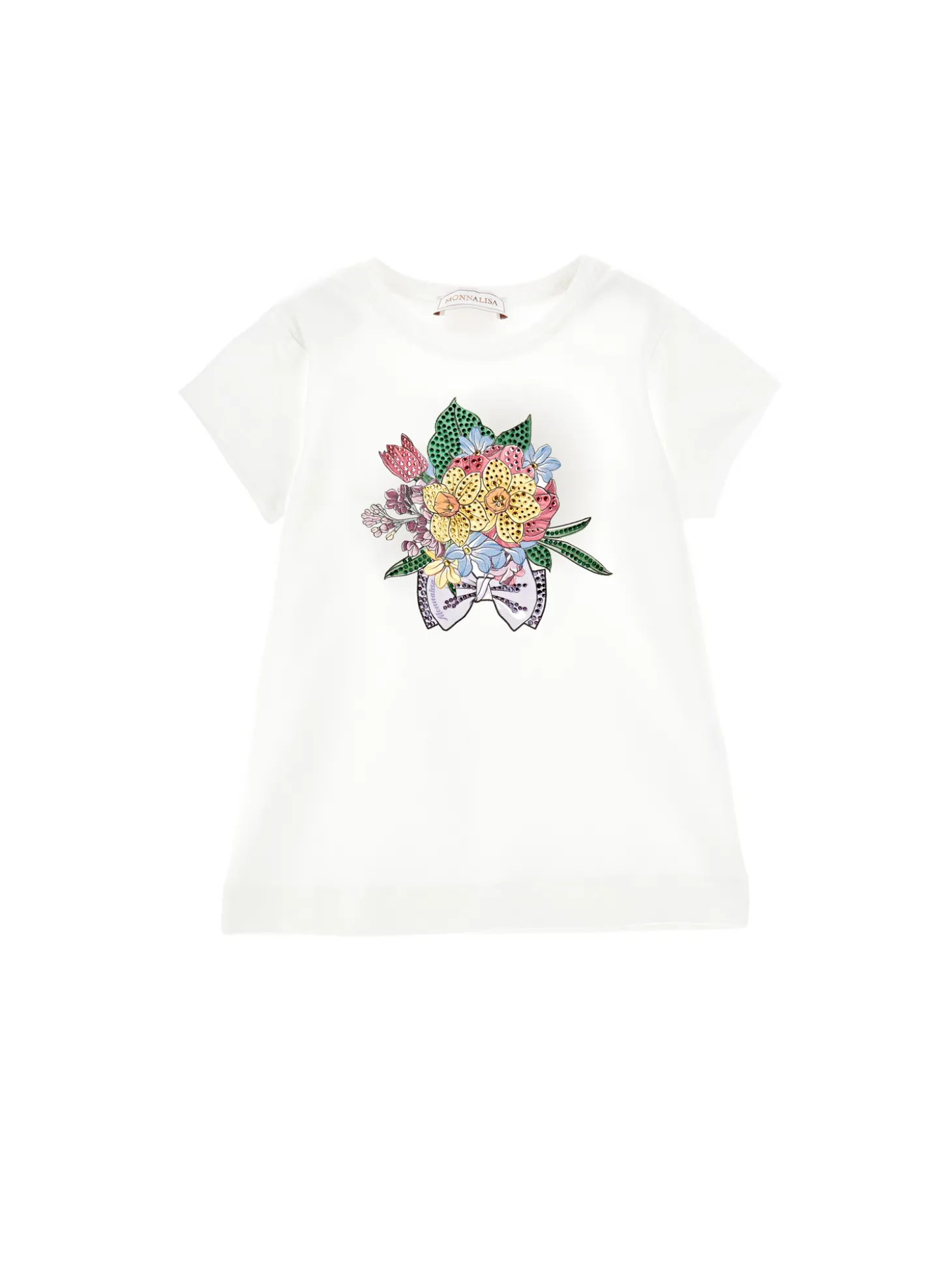 T-shirt bouquet con strass
