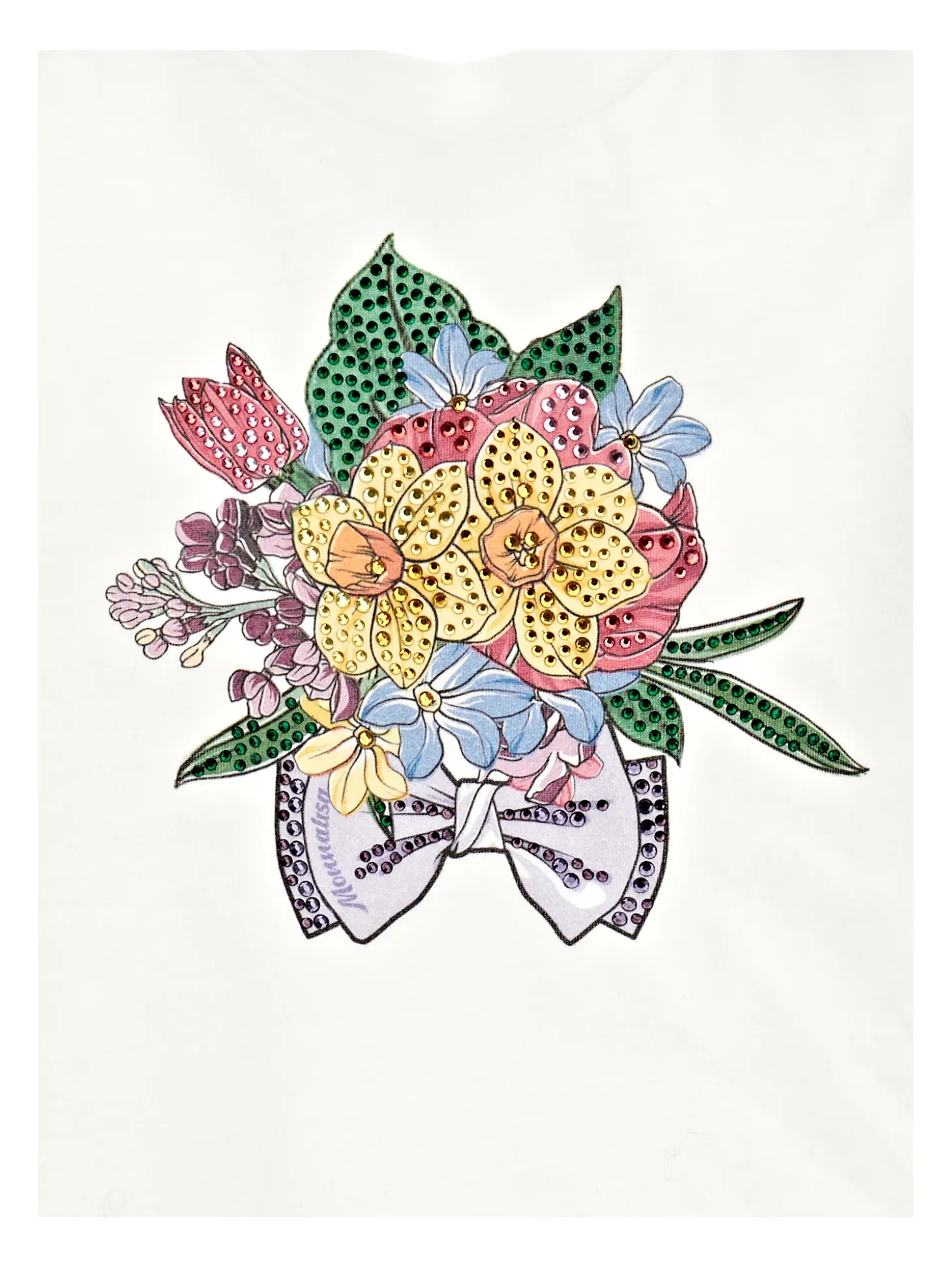 T-shirt bouquet con strass