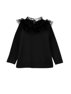 T-shirt colletto tulle