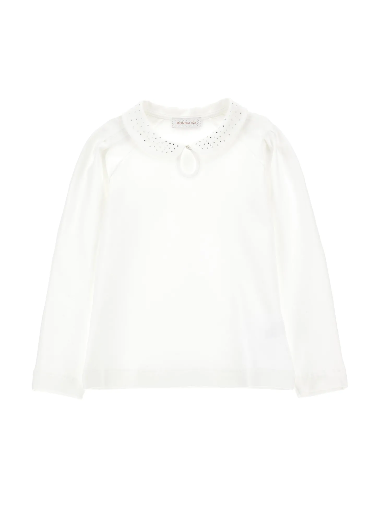 T-shirt con colletto strass