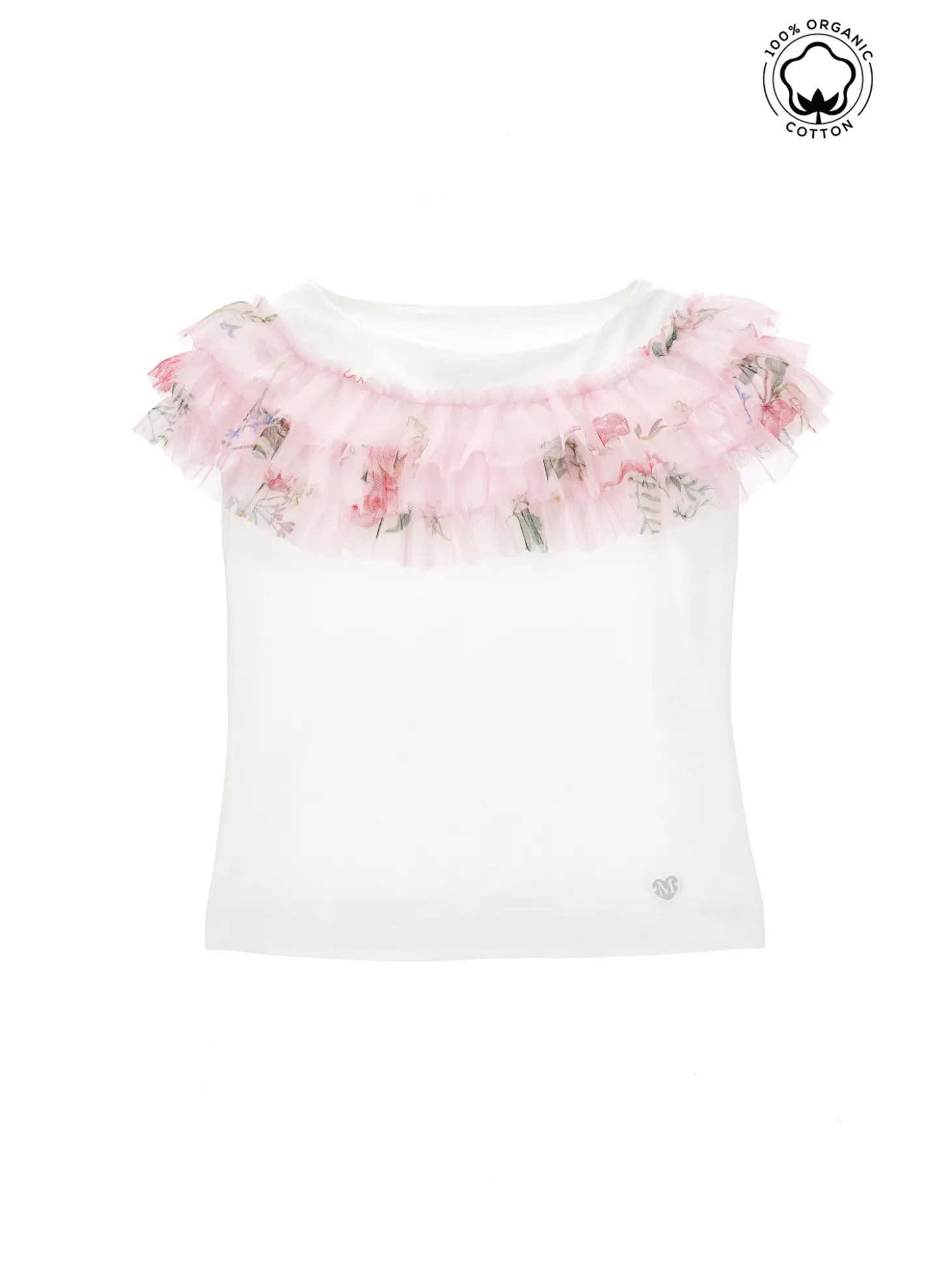 T-shirt cotone organico con tulle