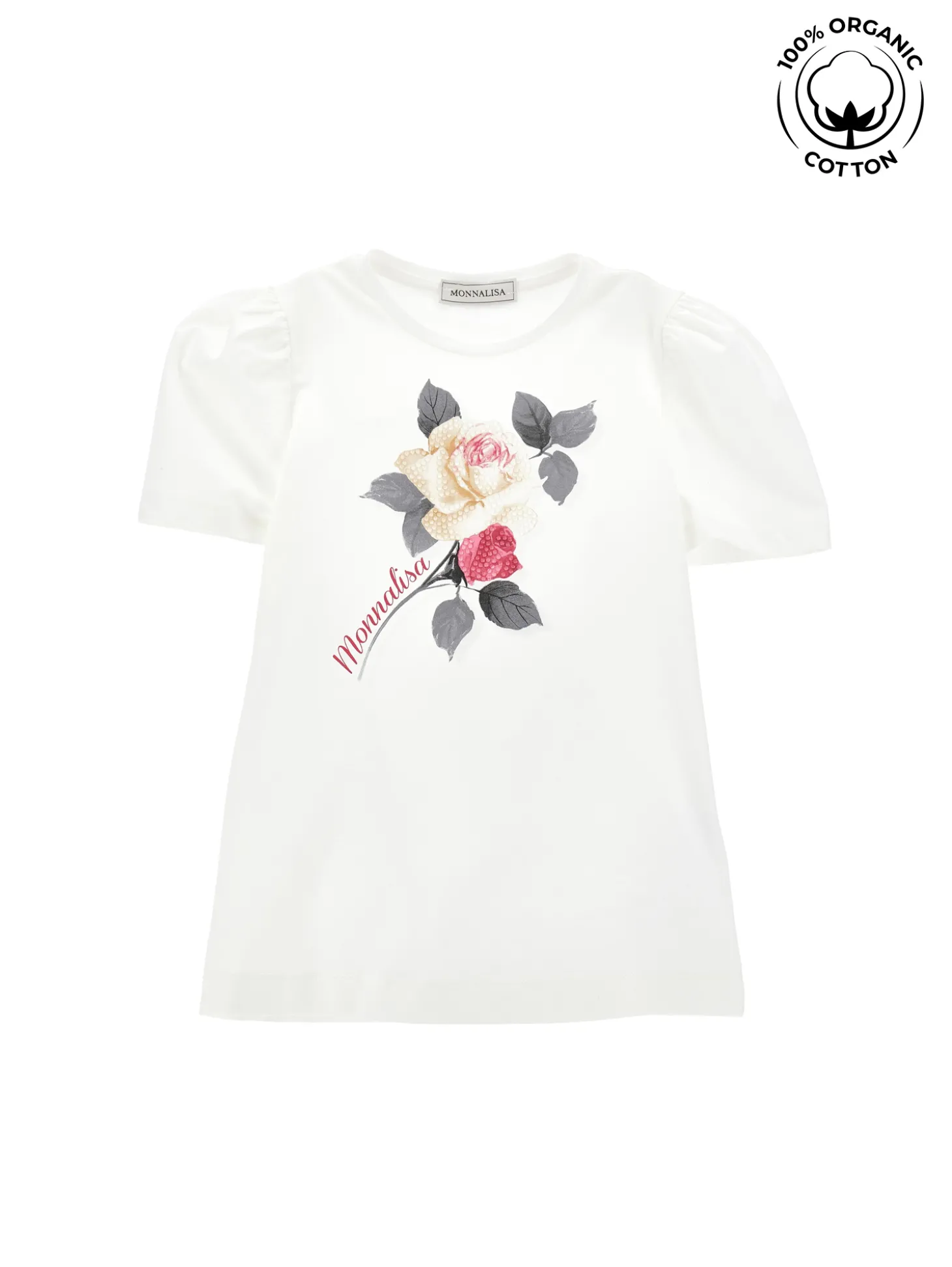 T-shirt cotone organico con rosa