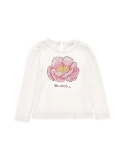 T-shirt cotone ricamo anemone