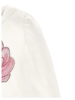 T-shirt cotone ricamo anemone