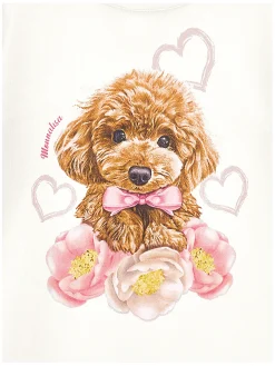 T-shirt cotone stampa barboncino e anemone