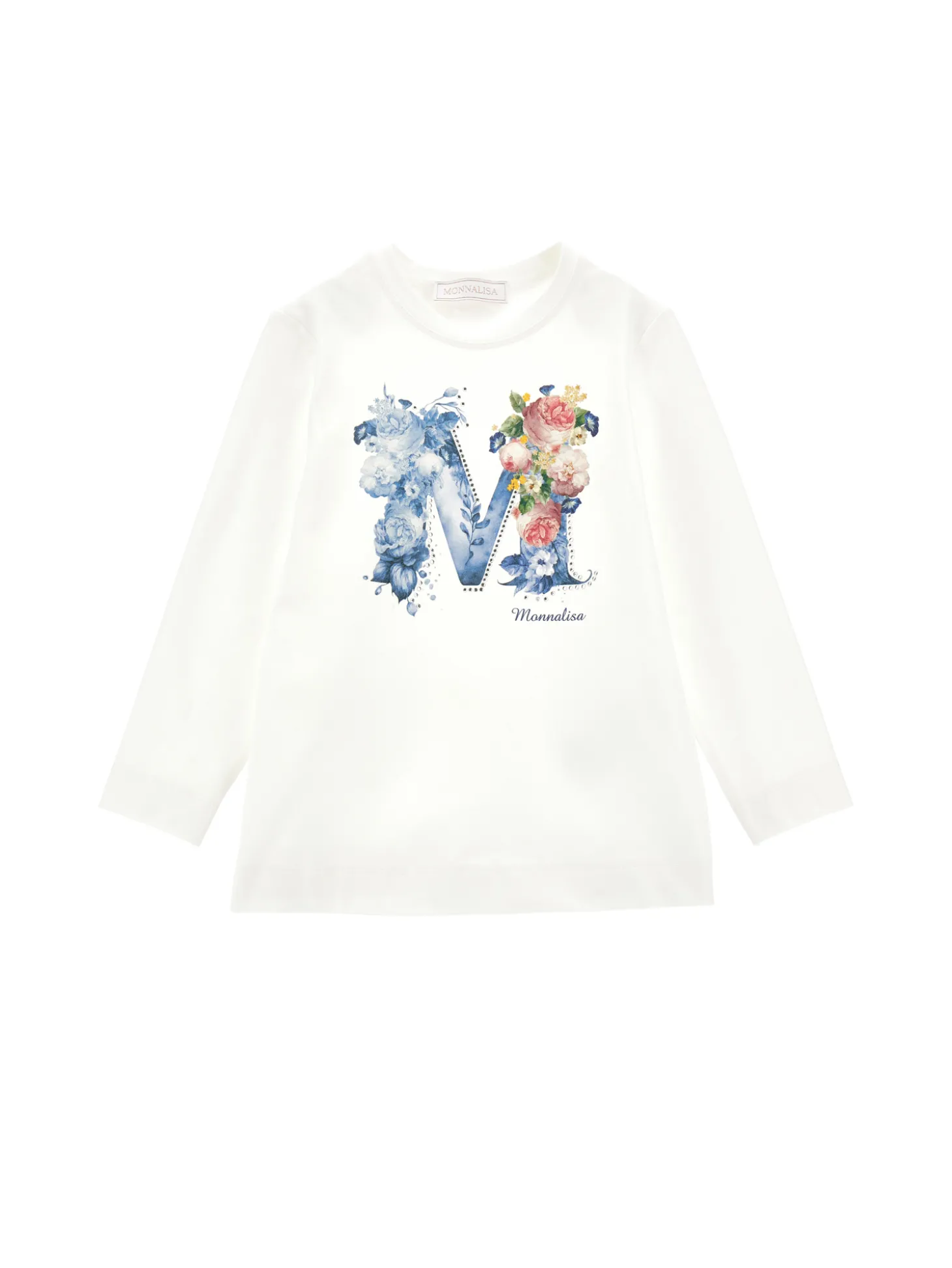 T-shirt cotone stampa logata con strass