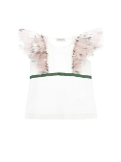 T-shirt jersey con galette a fiori