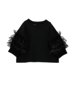 T-shirt jersey con rouches glitter