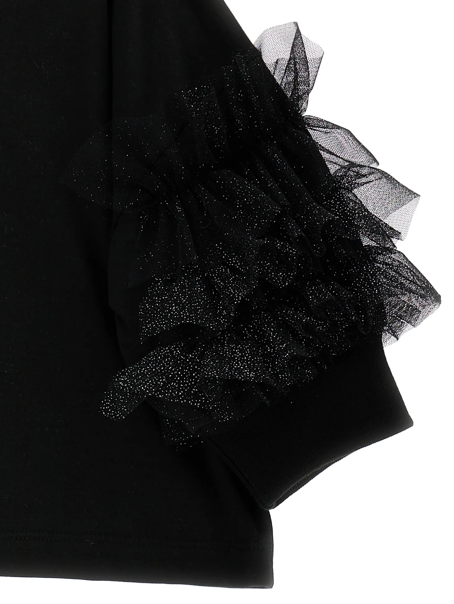 T-shirt jersey con rouches glitter