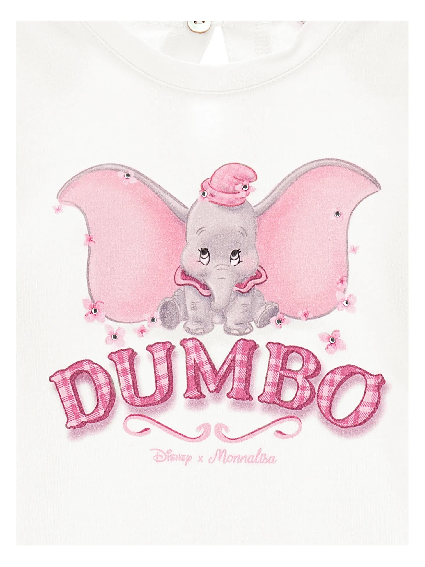 T-shirt jersey cotone con Dumbo e strass