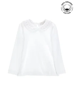 T-shirt jersey cotone organico con colletto elegante