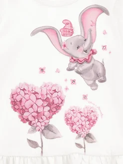 T-shirt lunga cotone con Dumbo e strass