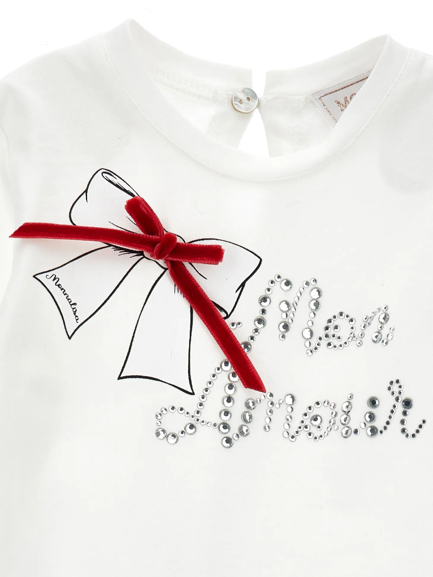 T-shirt strass e fiocco velluto
